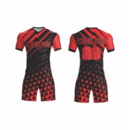 Custom men’s football uniforms – breathable shorts and jersey set with custom names and team logos, sublimation