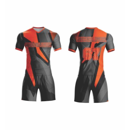 Custom-designed fully sublimated football kits – digital printing, French-style jerseys with custom names