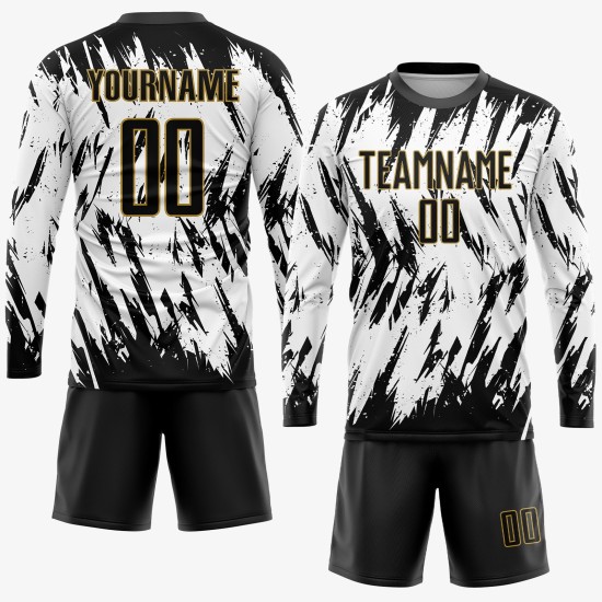 Jersey Black-Old Uniform Gold Custom Sublimation White Soccer Jersey Black-Old Uniform Gold Custom Sublimation White Soccer