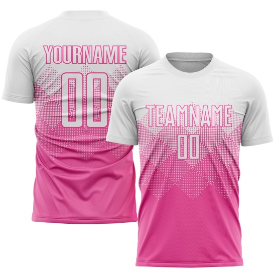 White Jersey Uniform Soccer Custom Sublimation Pink White Jersey Uniform Soccer Custom Sublimation Pink