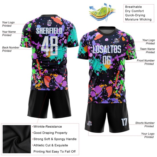 Uniform Soccer White-Light Graffiti Jersey Sublimation Blue Pattern Custom Uniform Soccer White-Light Graffiti Jersey Sublimation Blue Pattern Custom