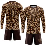 Brown Leopard Soccer Brown-Old Uniform Jersey Gold Custom Sublimation Brown Leopard Soccer Brown-Old Uniform Jersey Gold Custom Sublimation