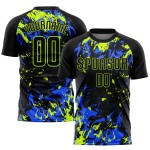 Uniform Custom Soccer Sublimation Black Black Jersey Neon Green-Royal Uniform Custom Soccer Sublimation Black Black Jersey Neon Green-Royal