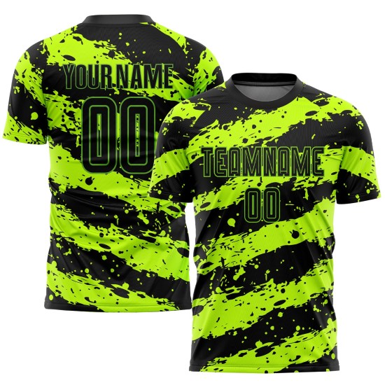 Green Neon Uniform Sublimation Jersey Custom Soccer Black