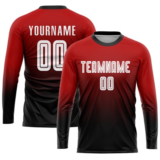 Jersey Fashion Uniform Soccer White-Black Red Custom Sublimation Fade