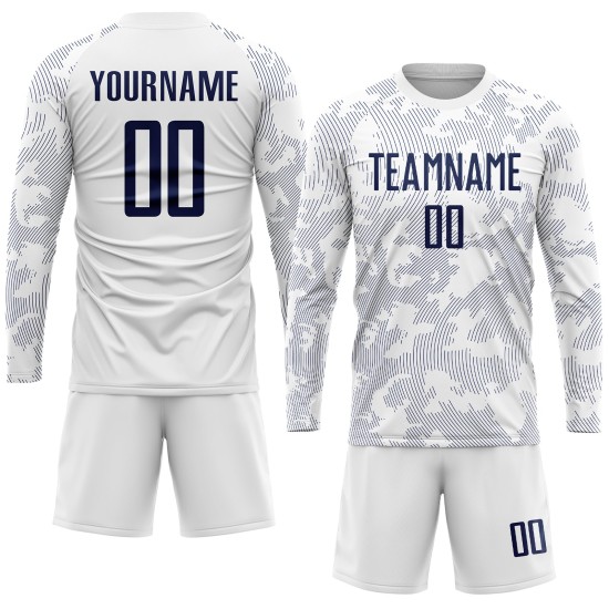 Soccer Uniform Sublimation White Jersey Navy Custom Soccer Uniform Sublimation White Jersey Navy Custom
