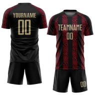Black Uniform Jersey Gold-Red Vegas Sublimation Custom Soccer Black Uniform Jersey Gold-Red Vegas Sublimation Custom Soccer