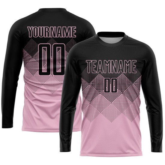Custom Uniform Light Pink Jersey Sublimation Soccer Black Custom Uniform Light Pink Jersey Sublimation Soccer Black