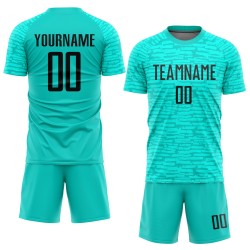 Uniform Custom Aqua Sublimation Soccer Jersey Black Uniform Custom Aqua Sublimation Soccer Jersey Black