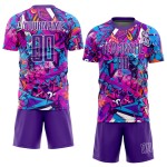 Custom Purple-White Graffiti Soccer Uniform Pattern Jersey Sublimation Custom Purple-White Graffiti Soccer Uniform Pattern Jersey Sublimation