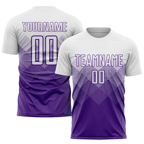 Sublimation Uniform Custom Soccer Jersey White Purple Sublimation Uniform Custom Soccer Jersey White Purple