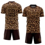 Brown Leopard Soccer Brown-Old Uniform Jersey Gold Custom Sublimation Brown Leopard Soccer Brown-Old Uniform Jersey Gold Custom Sublimation