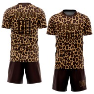 Brown Leopard Soccer Brown-Old Uniform Jersey Gold Custom Sublimation Brown Leopard Soccer Brown-Old Uniform Jersey Gold Custom Sublimation