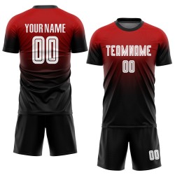 Jersey Fashion Uniform Soccer White-Black Red Custom Sublimation Fade Jersey Fashion Uniform Soccer White-Black Red Custom Sublimation Fade