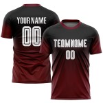 Sublimation Custom Black Uniform Fade White-Crimson Jersey Fashion Soccer Sublimation Custom Black Uniform Fade White-Crimson Jersey Fashion Soccer