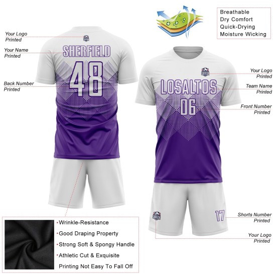 Sublimation Uniform Custom Soccer Jersey White Purple Sublimation Uniform Custom Soccer Jersey White Purple