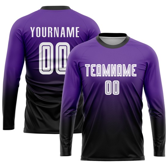 Purple White-Black Soccer Fade Uniform Jersey Custom Fashion Sublimation Purple White-Black Soccer Fade Uniform Jersey Custom Fashion Sublimation