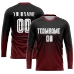 Sublimation Custom Black Uniform Fade White-Crimson Jersey Fashion Soccer Sublimation Custom Black Uniform Fade White-Crimson Jersey Fashion Soccer