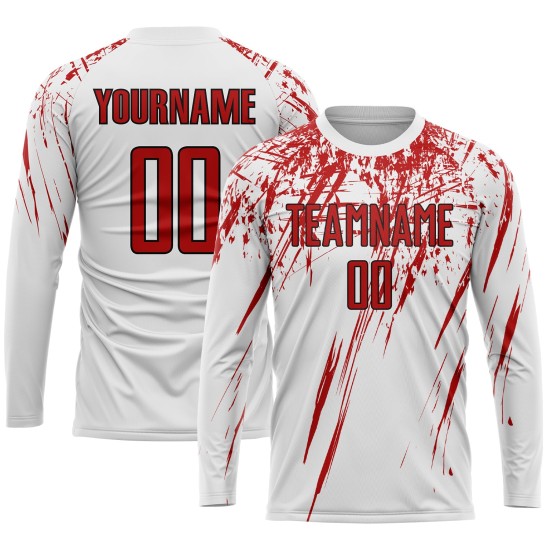Sublimation White Soccer Custom Red-Black Uniform Jersey Sublimation White Soccer Custom Red-Black Uniform Jersey