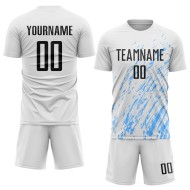Custom White Blue Jersey Black-Light Sublimation Uniform Soccer Custom White Blue Jersey Black-Light Sublimation Uniform Soccer