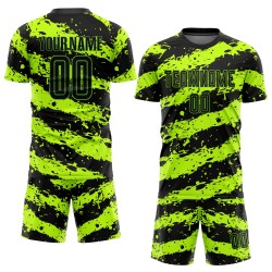 Green Neon Uniform Sublimation Jersey Custom Soccer Black